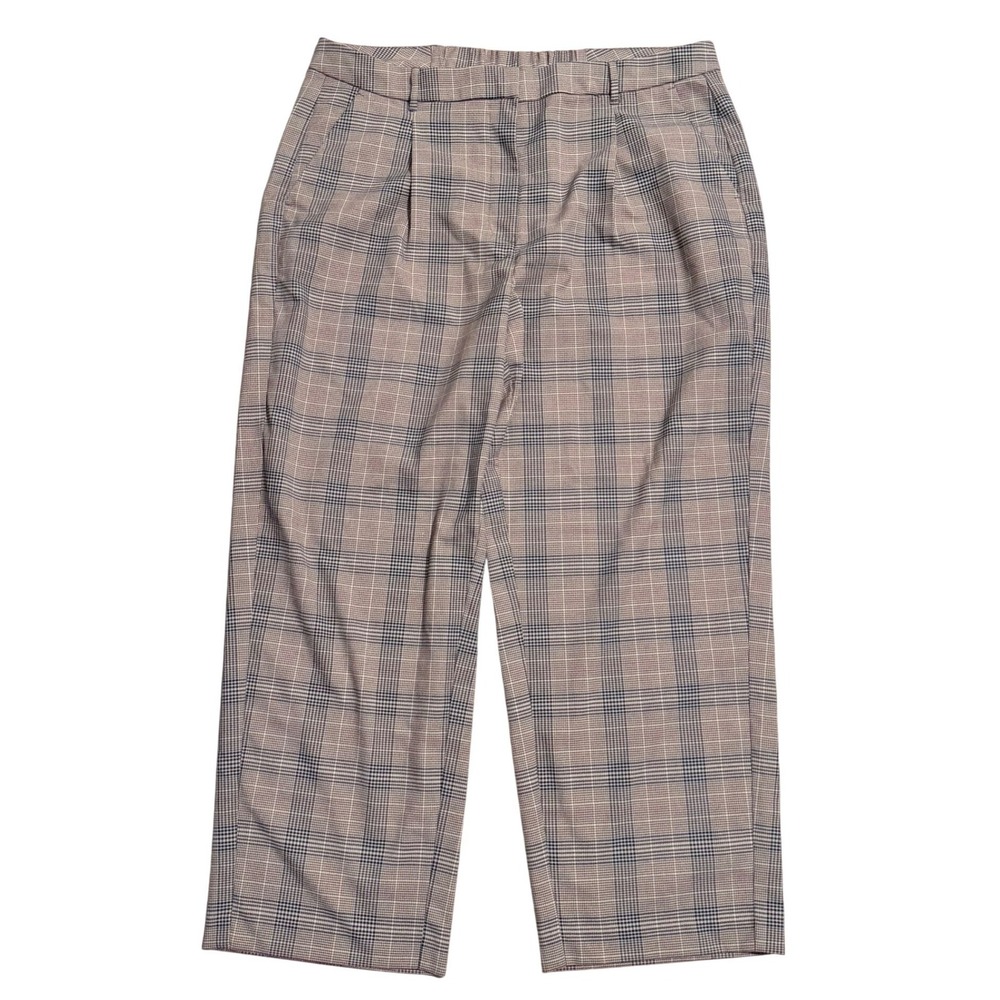 Old Navy NEW Taylor Wide Leg Trouser Plaid Brown Navy Pants 2X High Rise